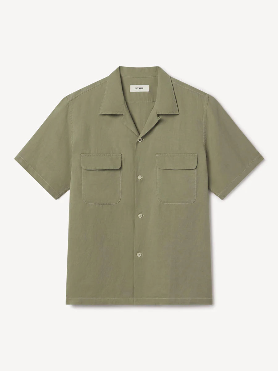 Draped Linen Deuce Coupe Camp Shirt