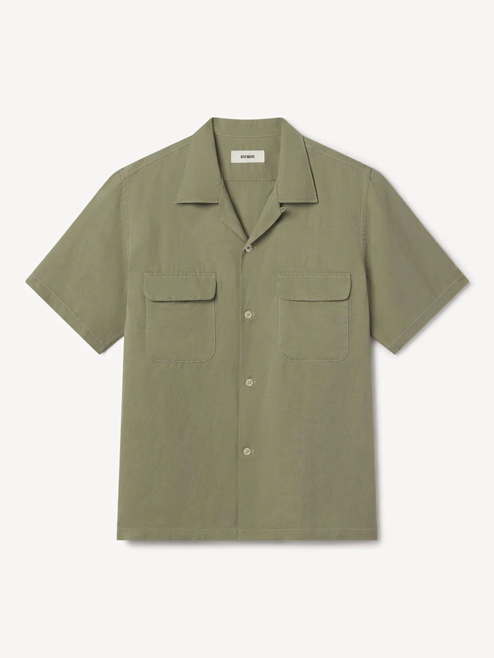 Draped Linen Deuce Coupe Camp Shirt