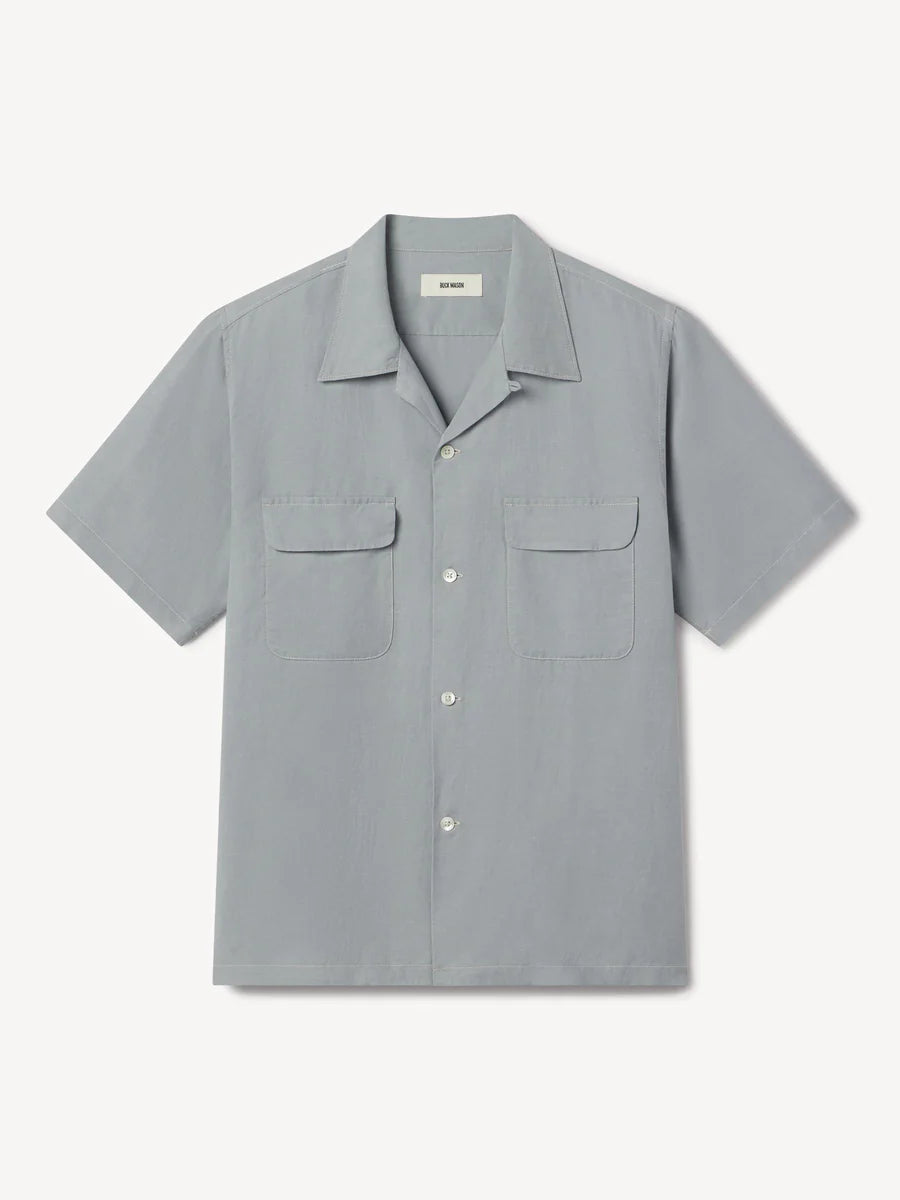 Draped Linen Deuce Coupe Camp Shirt