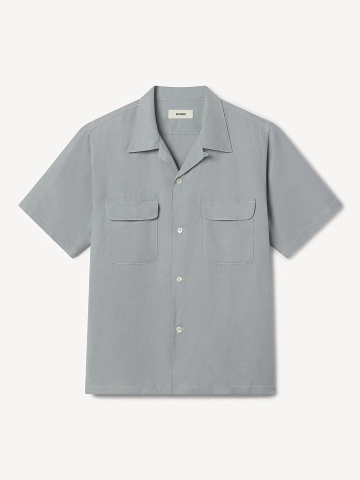 Draped Linen Deuce Coupe Camp Shirt