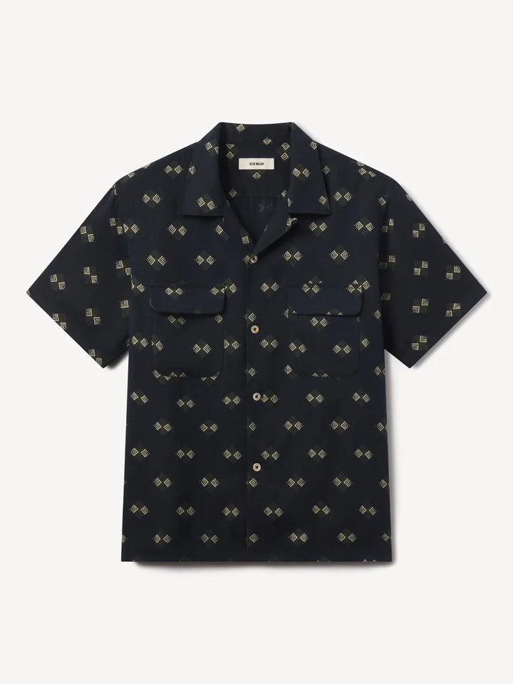 Draped Linen Deuce Coupe Camp Shirt