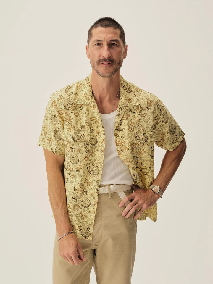 Draped Linen Deuce Coupe Camp Shirt