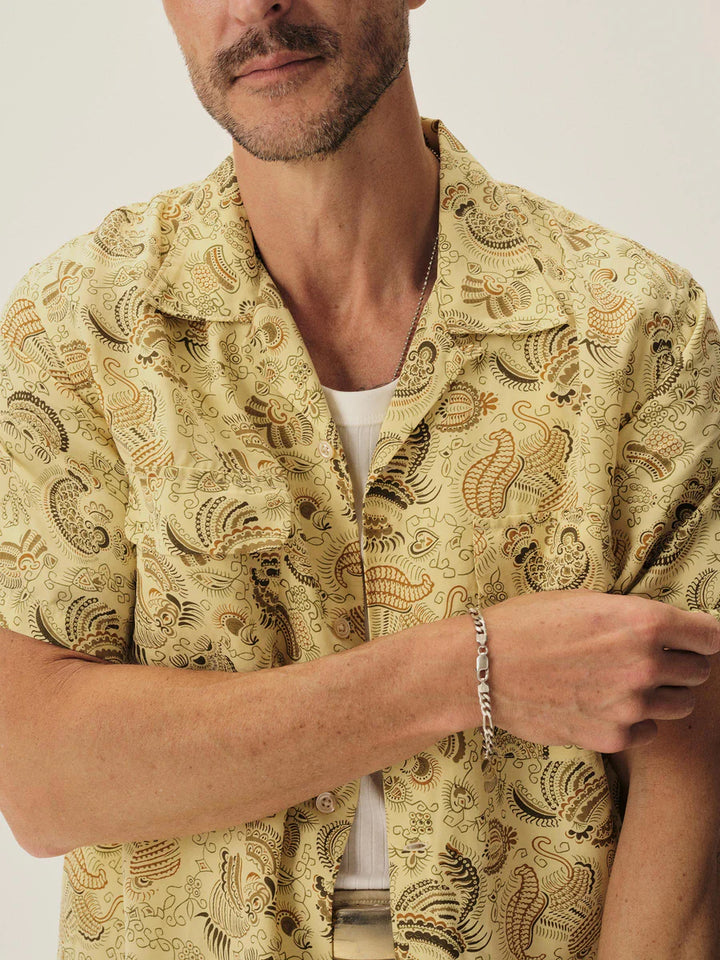 Draped Linen Deuce Coupe Camp Shirt