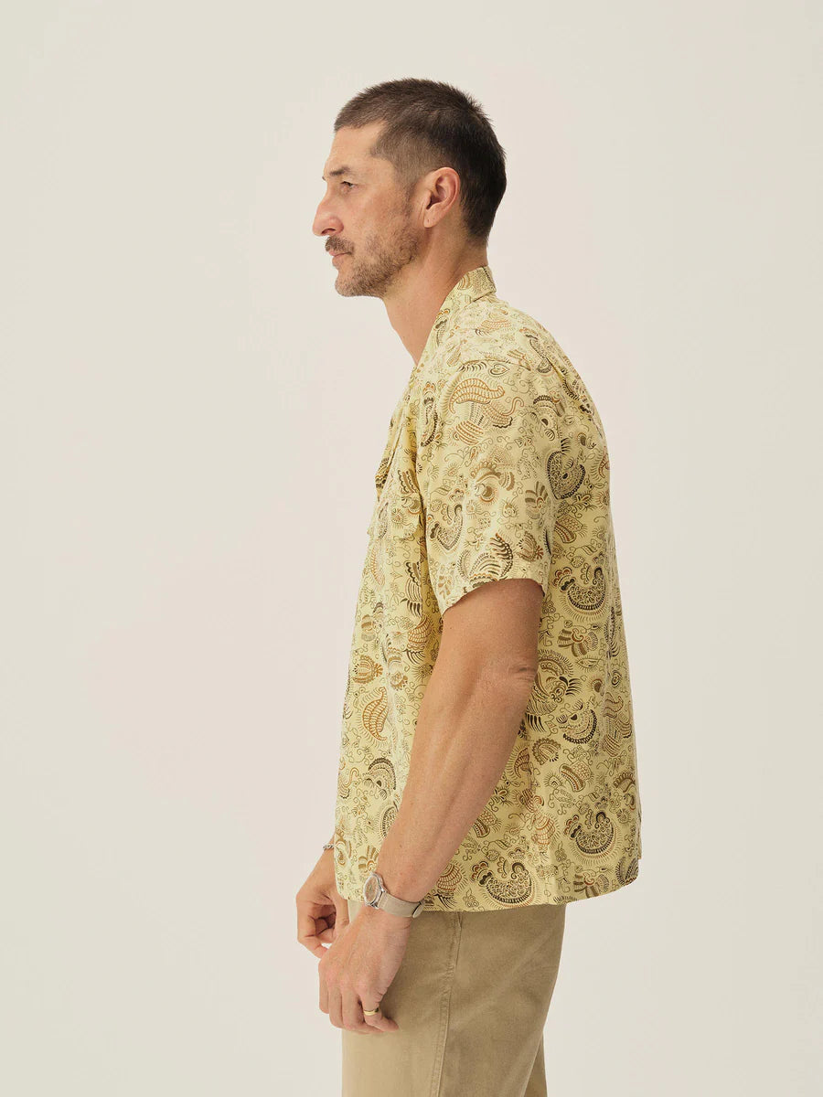 Draped Linen Deuce Coupe Camp Shirt