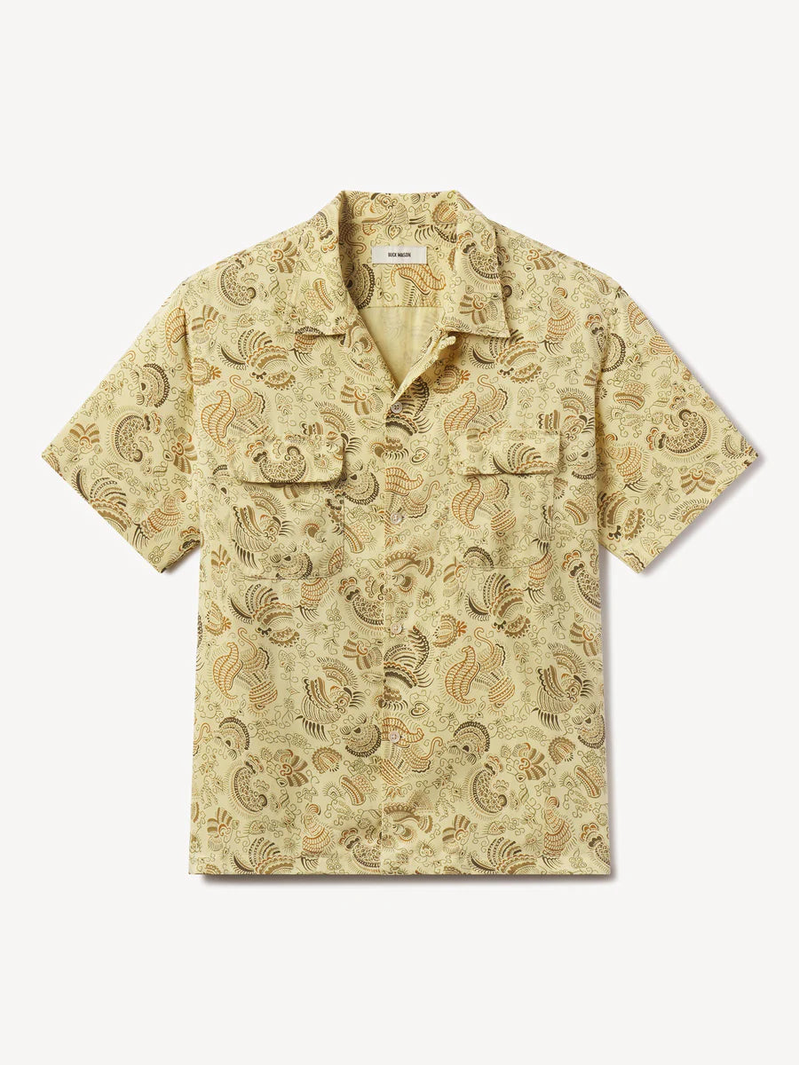 Draped Linen Deuce Coupe Camp Shirt