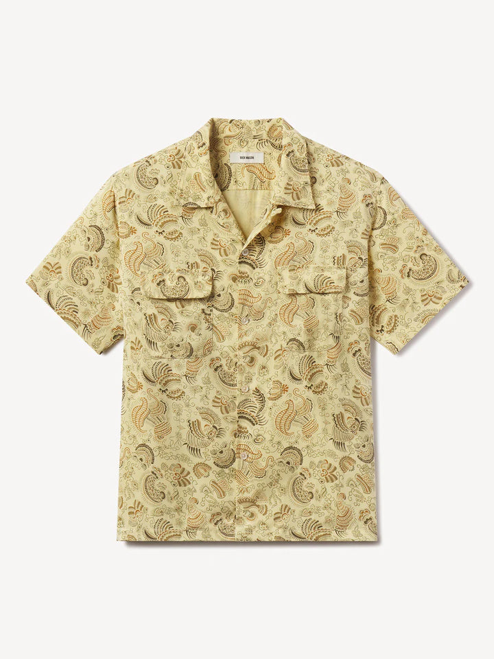 Draped Linen Deuce Coupe Camp Shirt