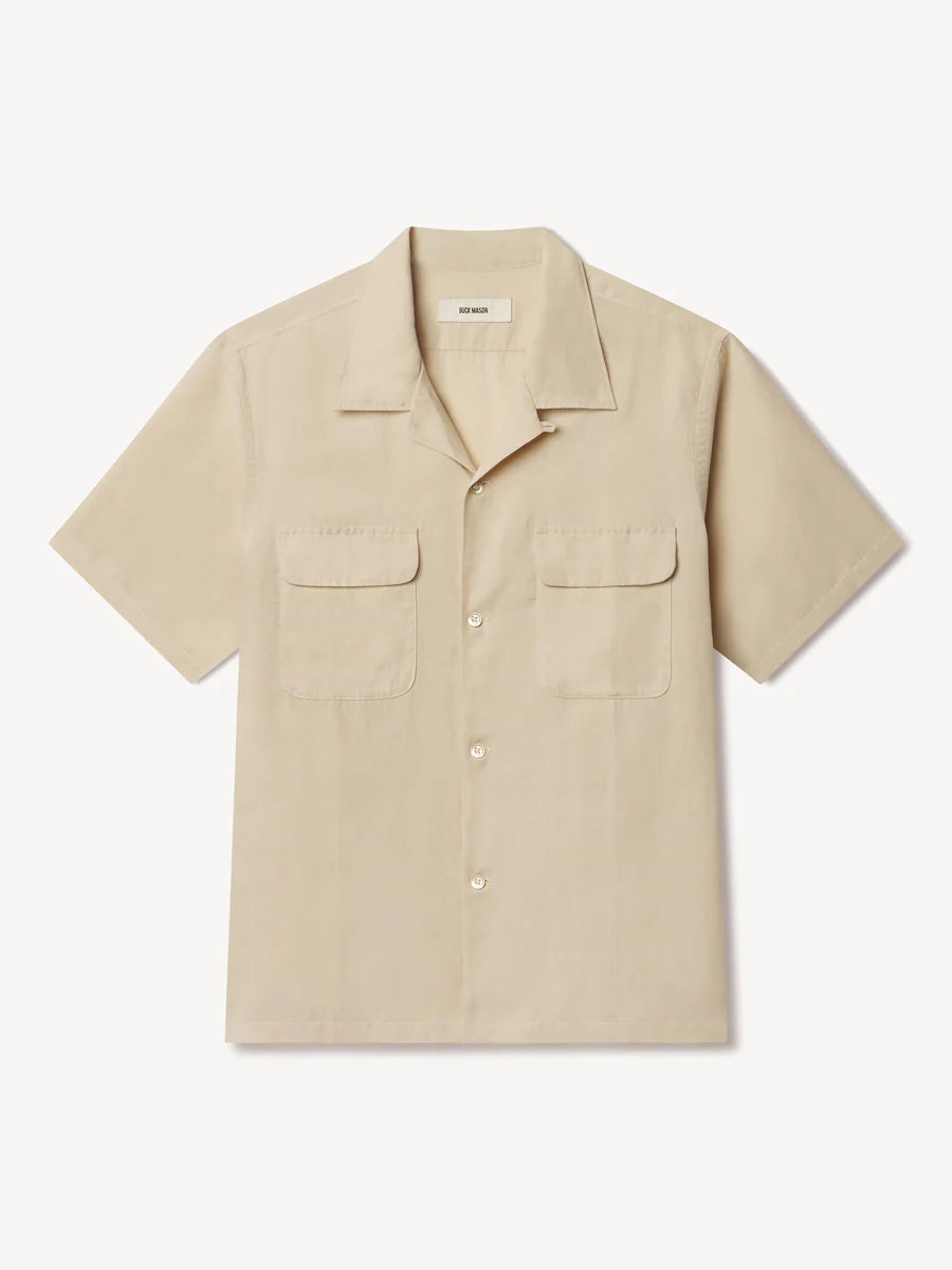 Draped Linen Deuce Coupe Camp Shirt