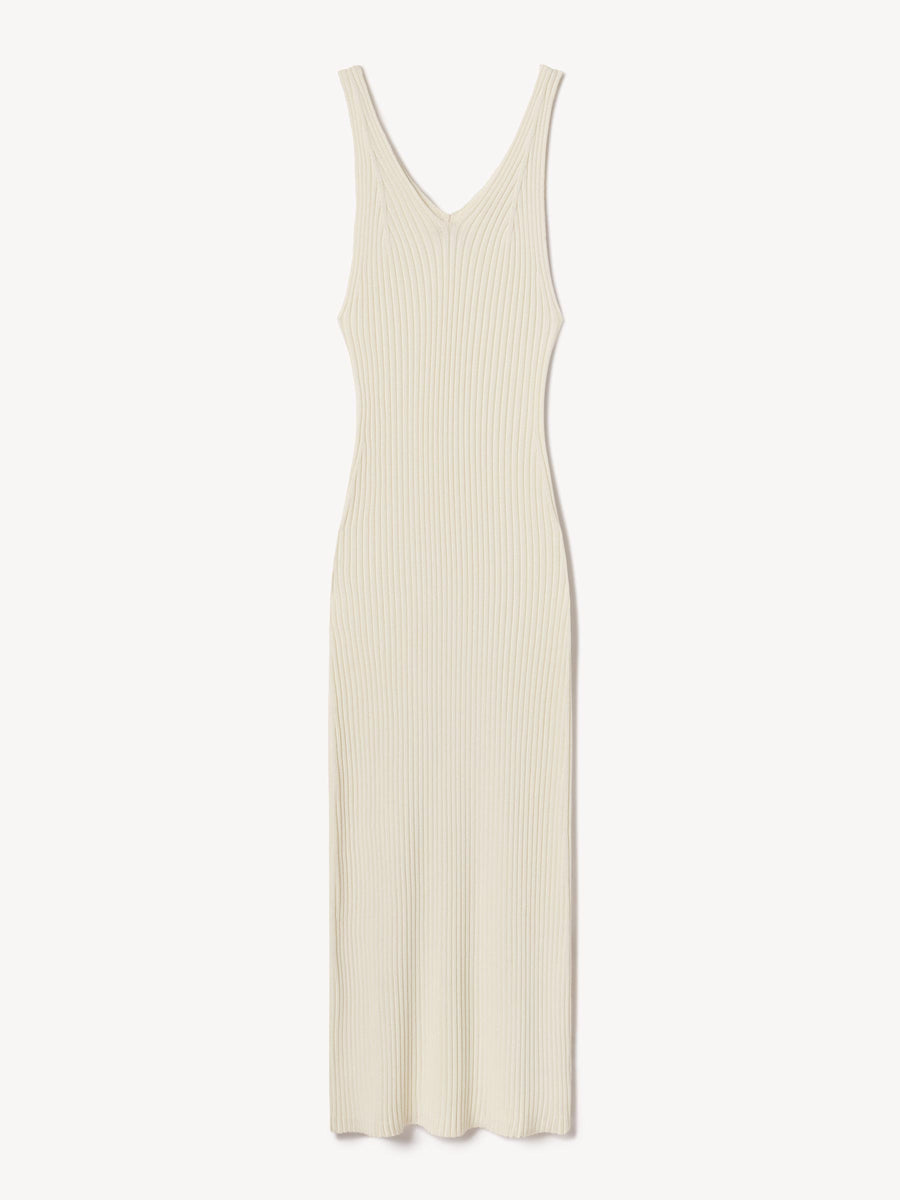 Fluted Rib V-Neck Tank Dress