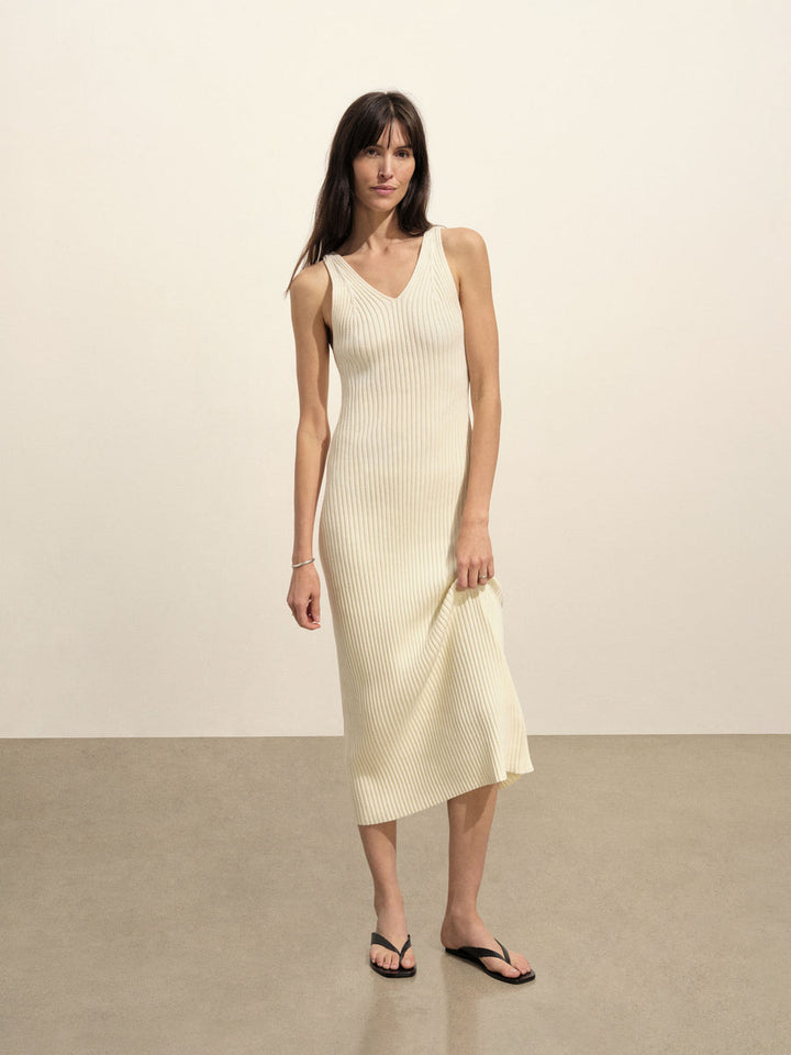 Fluted Rib V-Neck Tank Dress