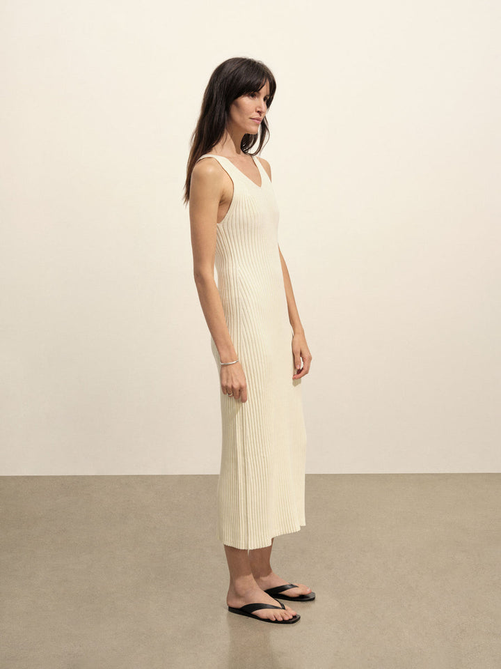 Fluted Rib V-Neck Tank Dress