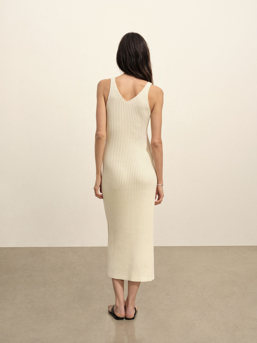 Fluted Rib V-Neck Tank Dress