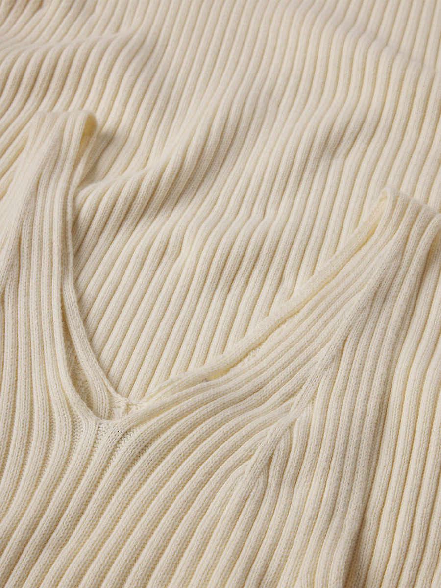 Fluted Rib V-Neck Tank Dress