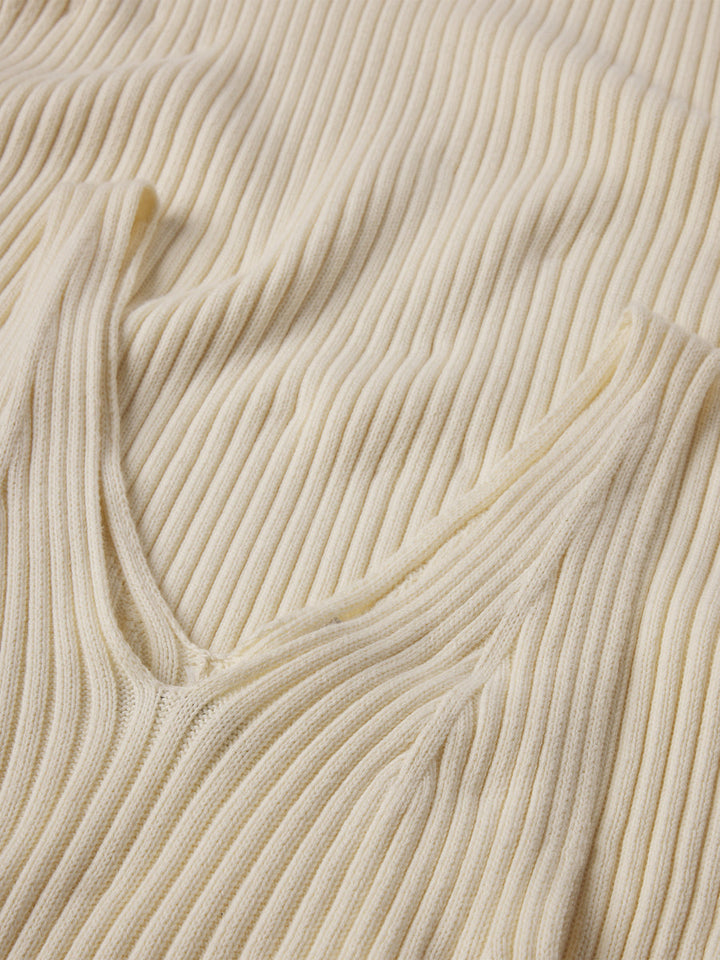 Fluted Rib V-Neck Tank Dress