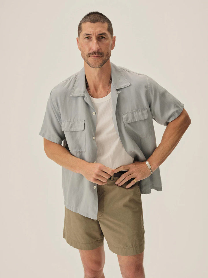 Draped Linen Deuce Coupe Camp Shirt