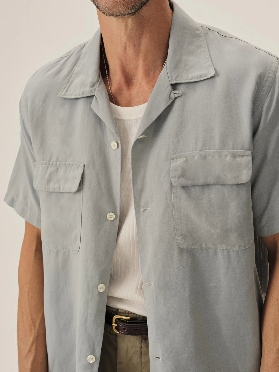 Draped Linen Deuce Coupe Camp Shirt