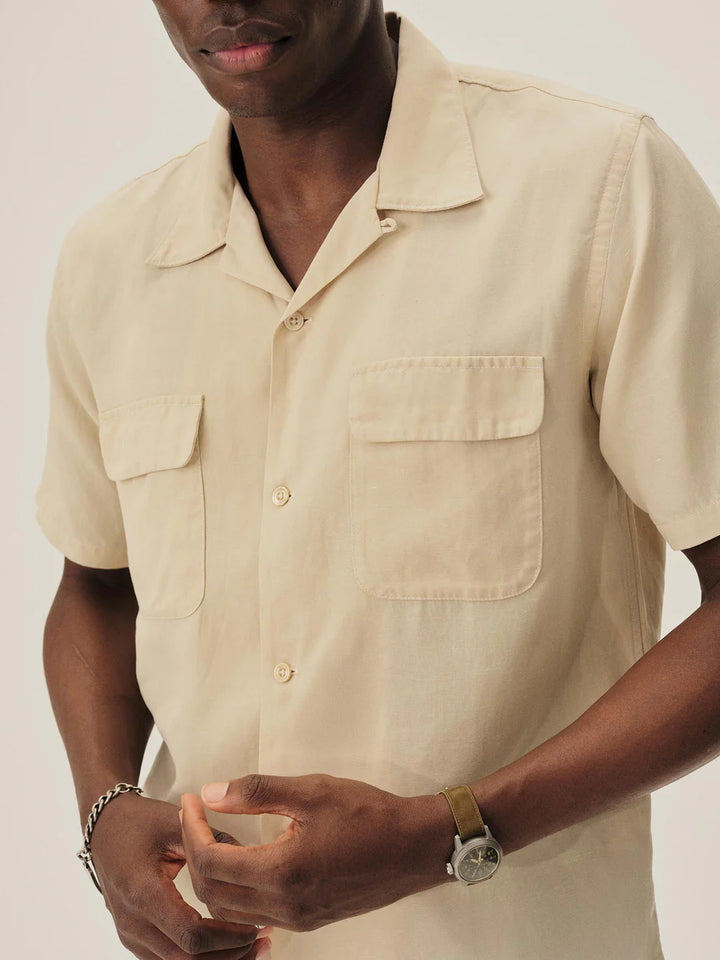 Draped Linen Deuce Coupe Camp Shirt