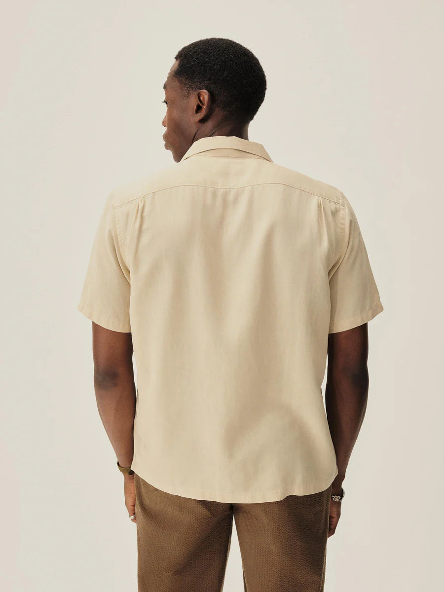 Draped Linen Deuce Coupe Camp Shirt
