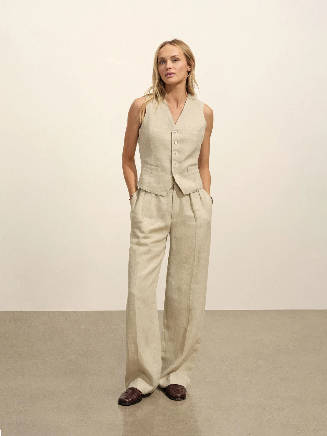 Riviera Linen Wide Leg Trouser