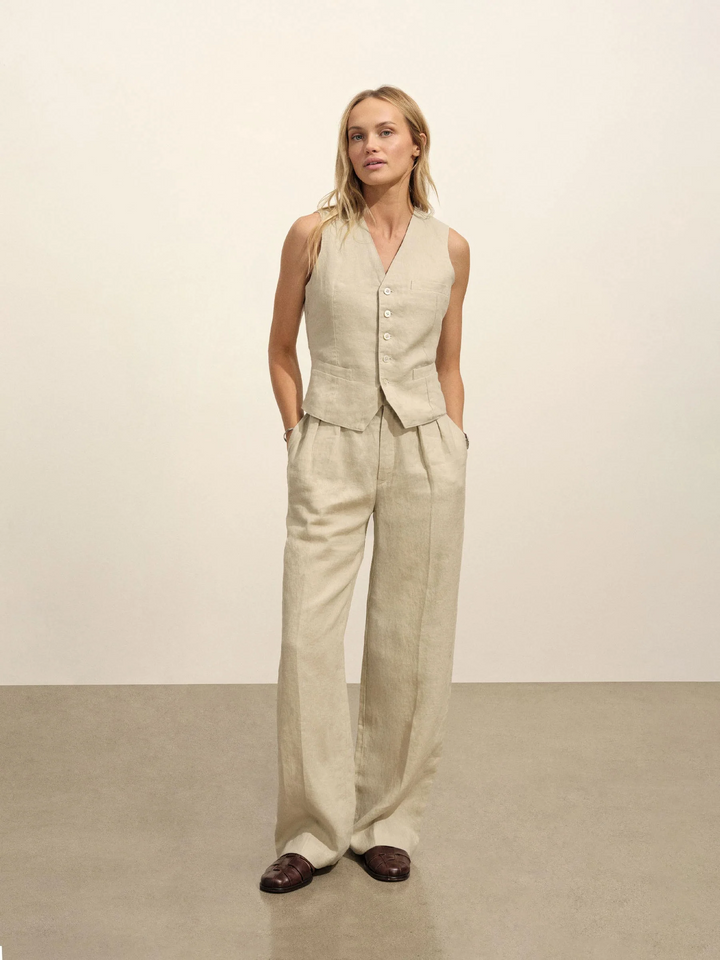 Riviera Linen Wide Leg Trouser