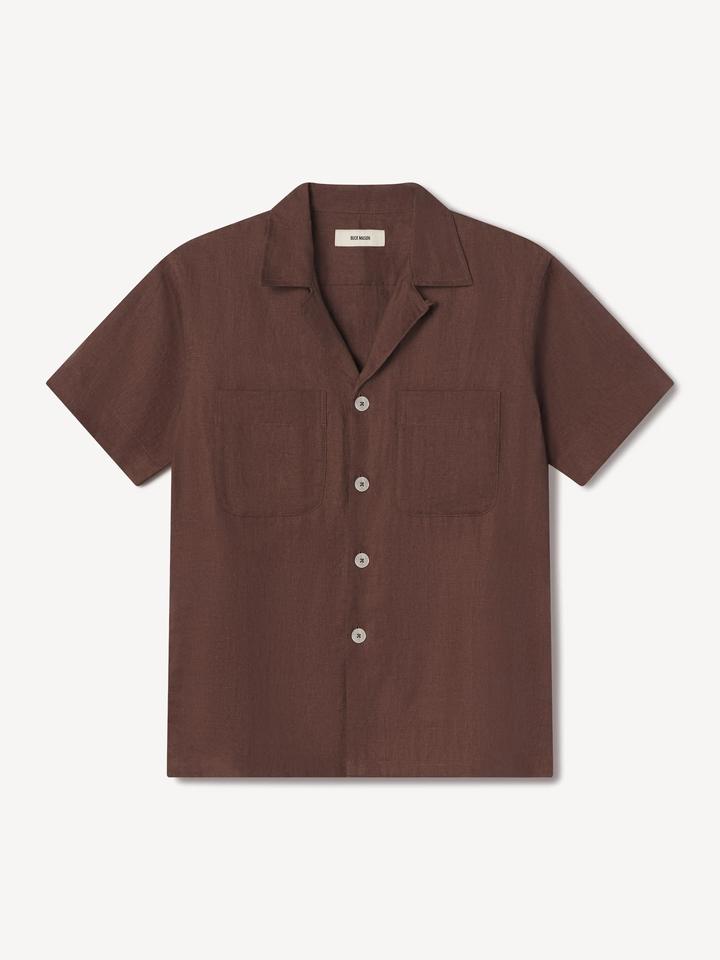 Crosshatch Linen Camp Shirt