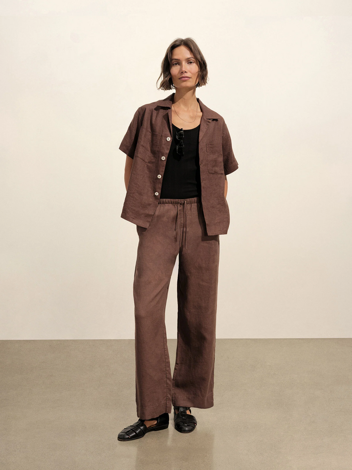 Crosshatch Linen Camp Shirt