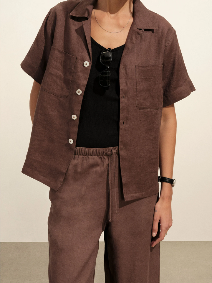 Crosshatch Linen Camp Shirt