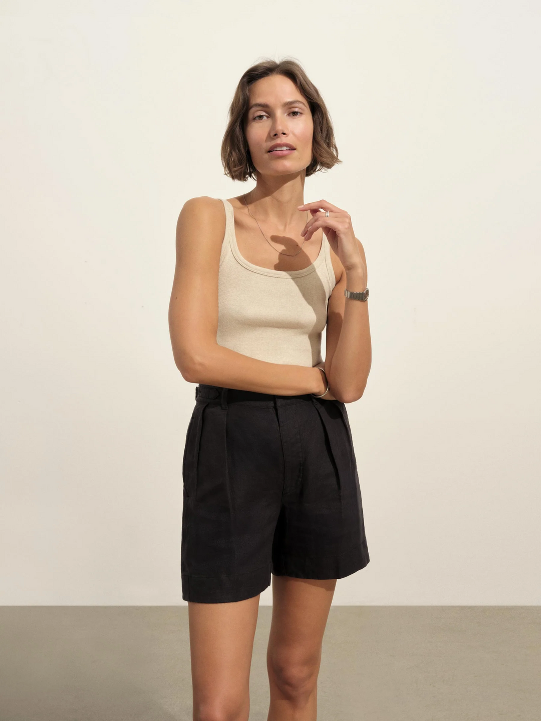 Riviera Linen Pleated Short