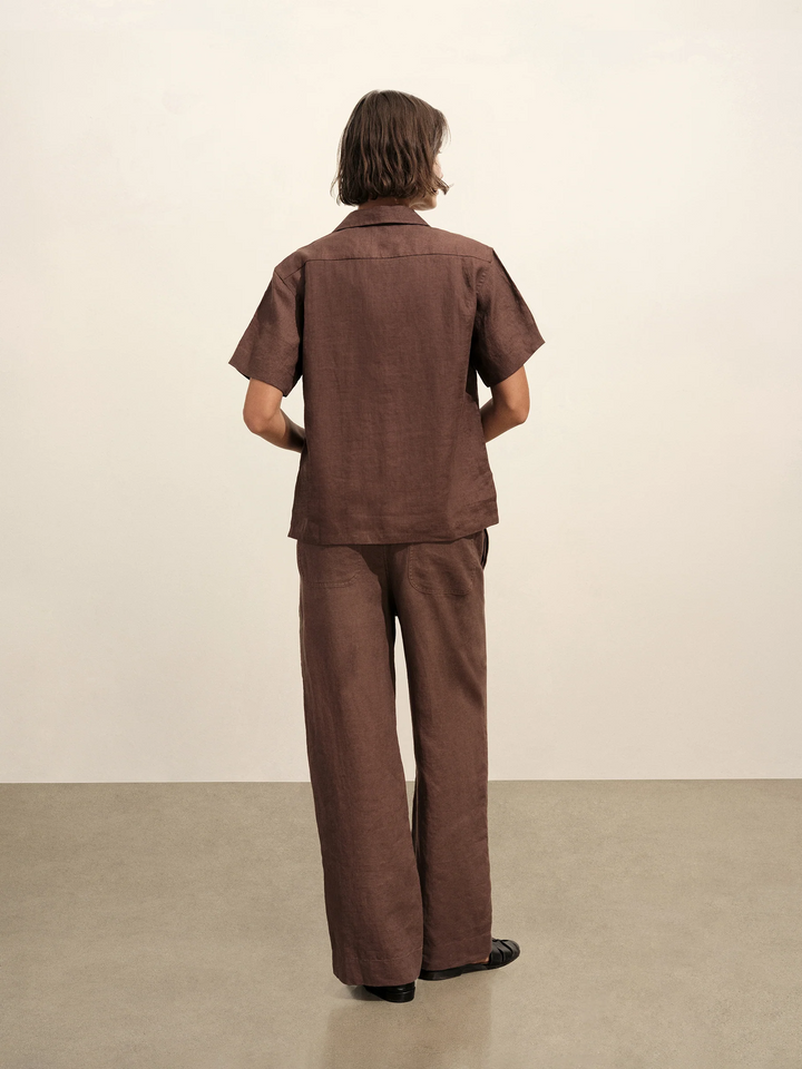 Crosshatch Linen Camp Shirt