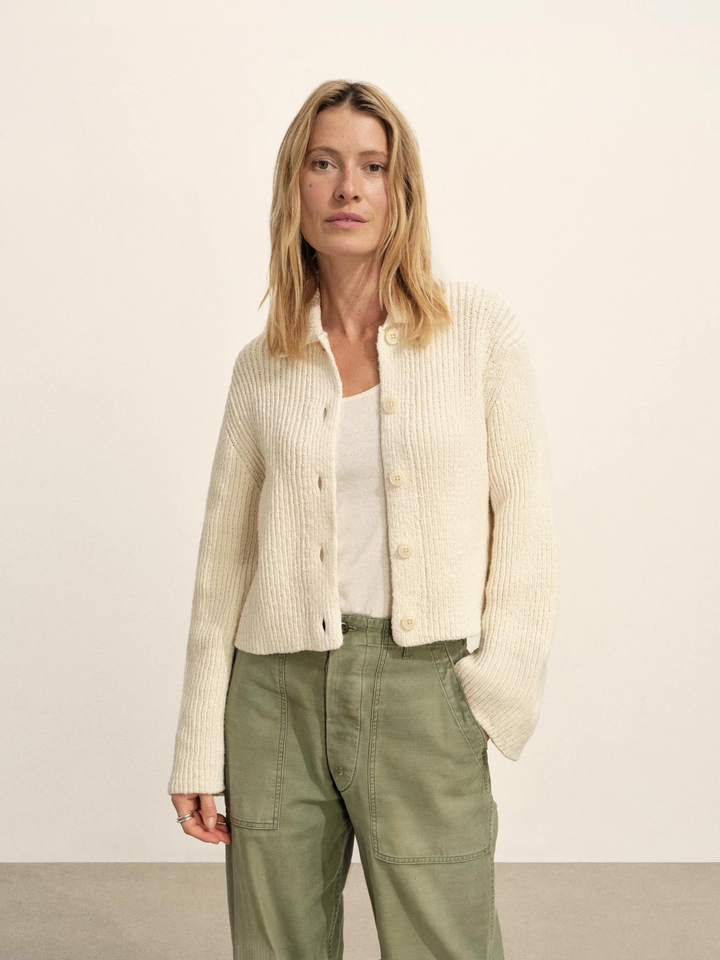 Soft Spun Cotton Collared Cardigan