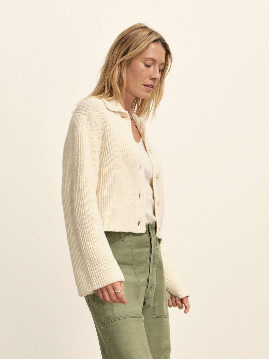 Soft Spun Cotton Collared Cardigan