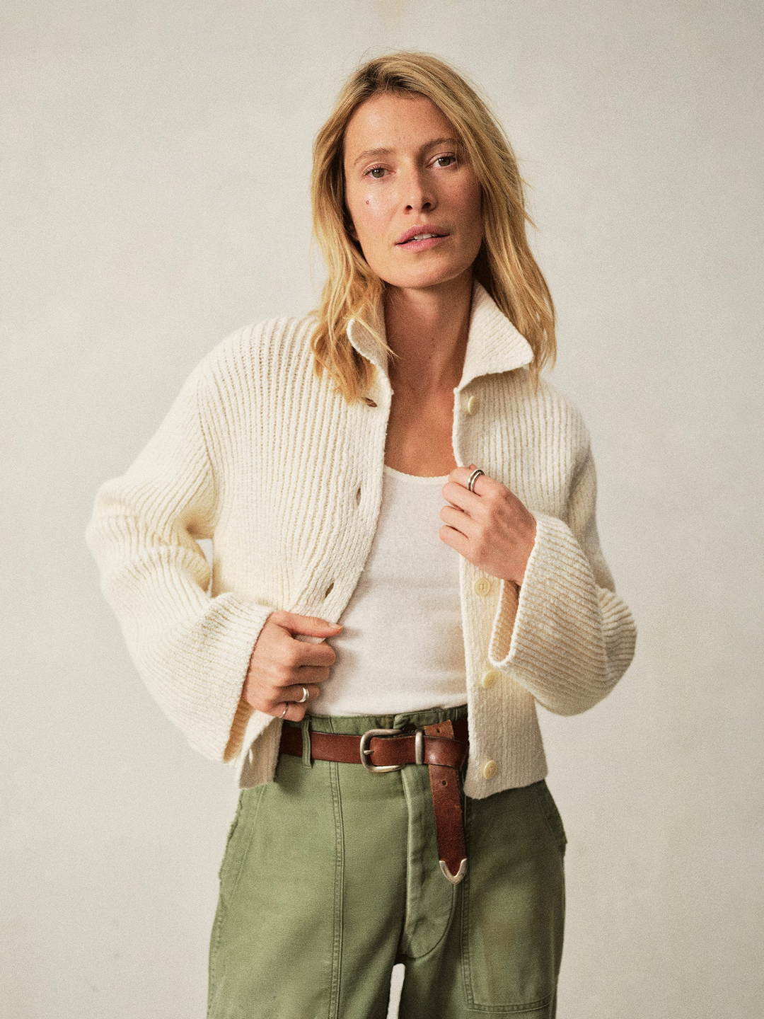 Soft Spun Cotton Collared Cardigan