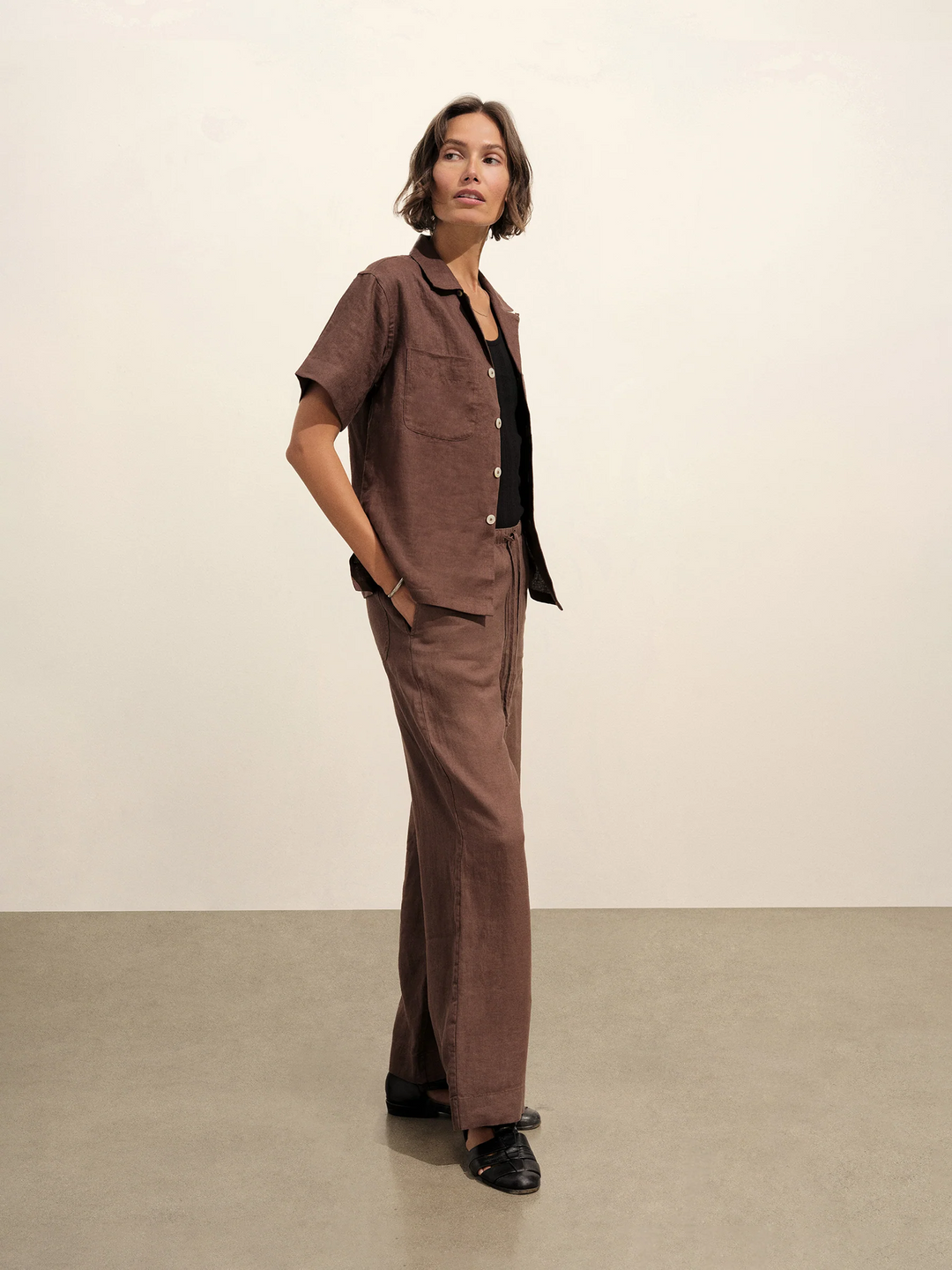 Crosshatch Linen Camp Shirt